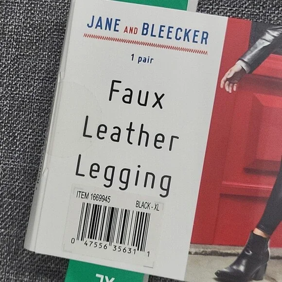 Jane and Bleecker Womens Faux Leather Leggings Pull On Pants X-Large Size Black - Picture 8 of 9